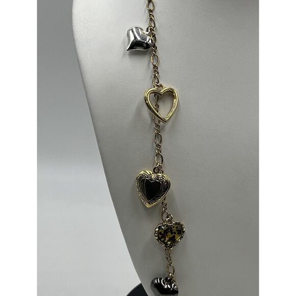 Betsey Johnson Gold & Silver Tone Multi Heart Necklace with 3 Lockets - Picture 5 of 14